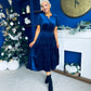 Bethany Detailed Velvet Midi Dress Navy