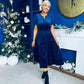 Bethany Detailed Velvet Midi Dress Navy