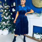 Bethany Detailed Velvet Midi Dress Navy
