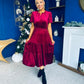 Bethany Detailed Velvet Midi Dress Wine