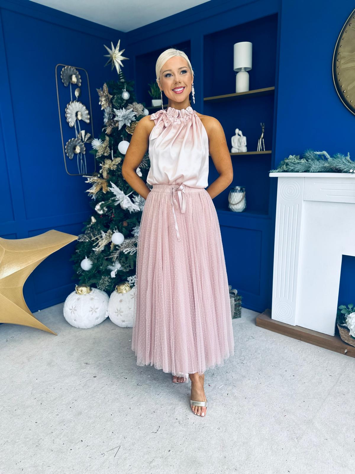 Alannah Detailed Tulle Skirt Blush