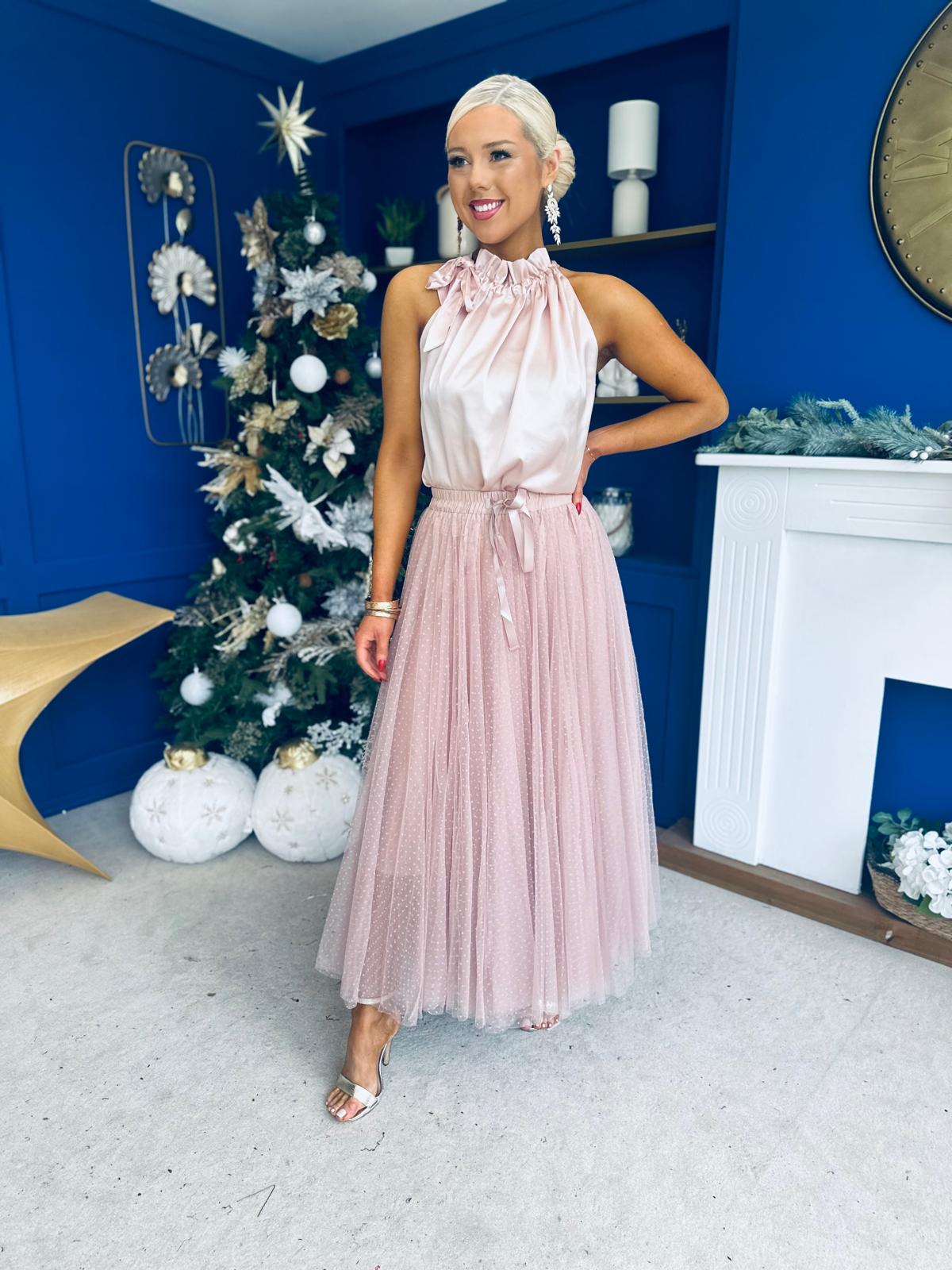 Alannah Detailed Tulle Skirt Blush