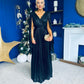 Gail Metallic Detail Occasion Maxi Dress Black