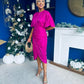 Shelly Detailed Batwing Midi Dress Fuchsia