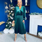 Avril Pleated Velvet Midi Dress Forest