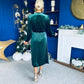Avril Pleated Velvet Midi Dress Forest