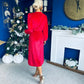 Avril Pleated Velvet Midi Dress Red