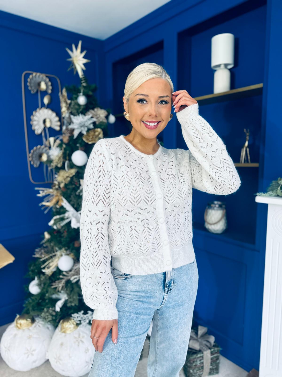 Sara Detailed Cardi Cream