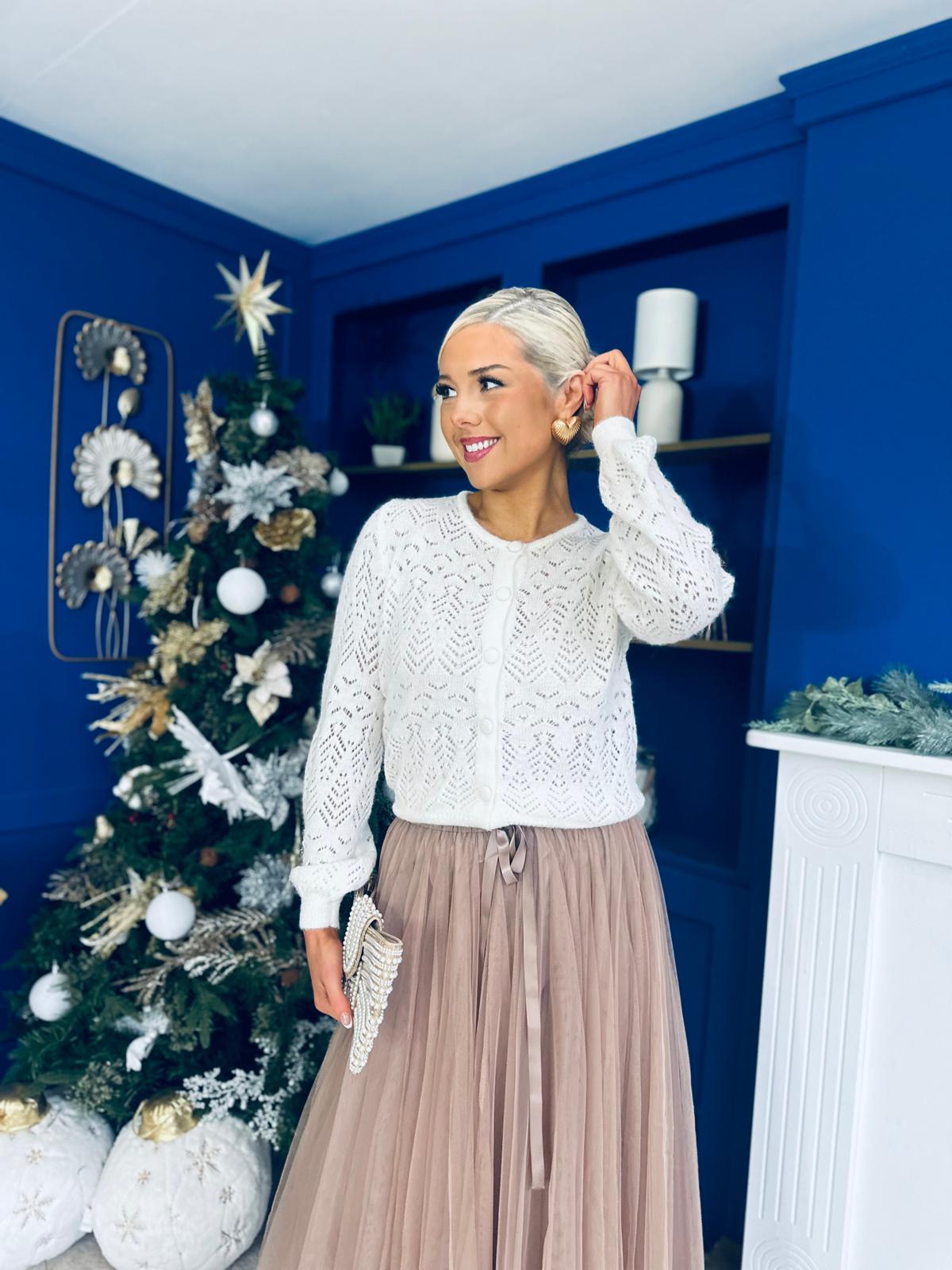 Sara Detailed Cardi Cream