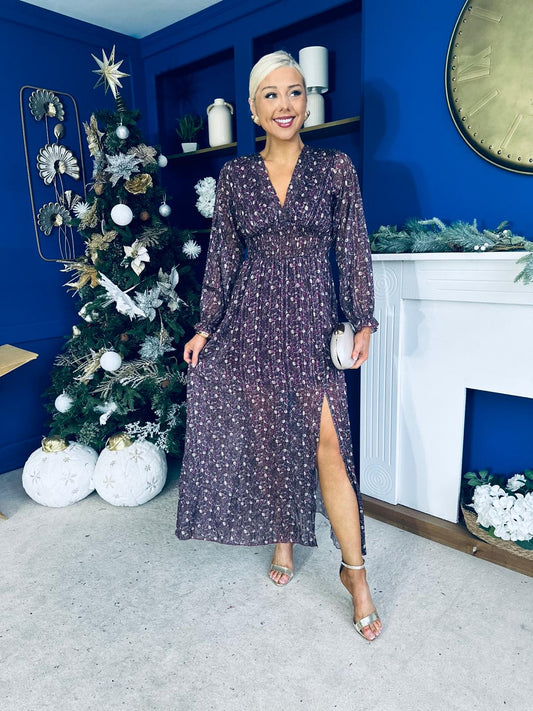 Aida Banded Midi Dress Burgundy