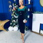 Gabby Bow Detail Velvet Midi Dress Forest