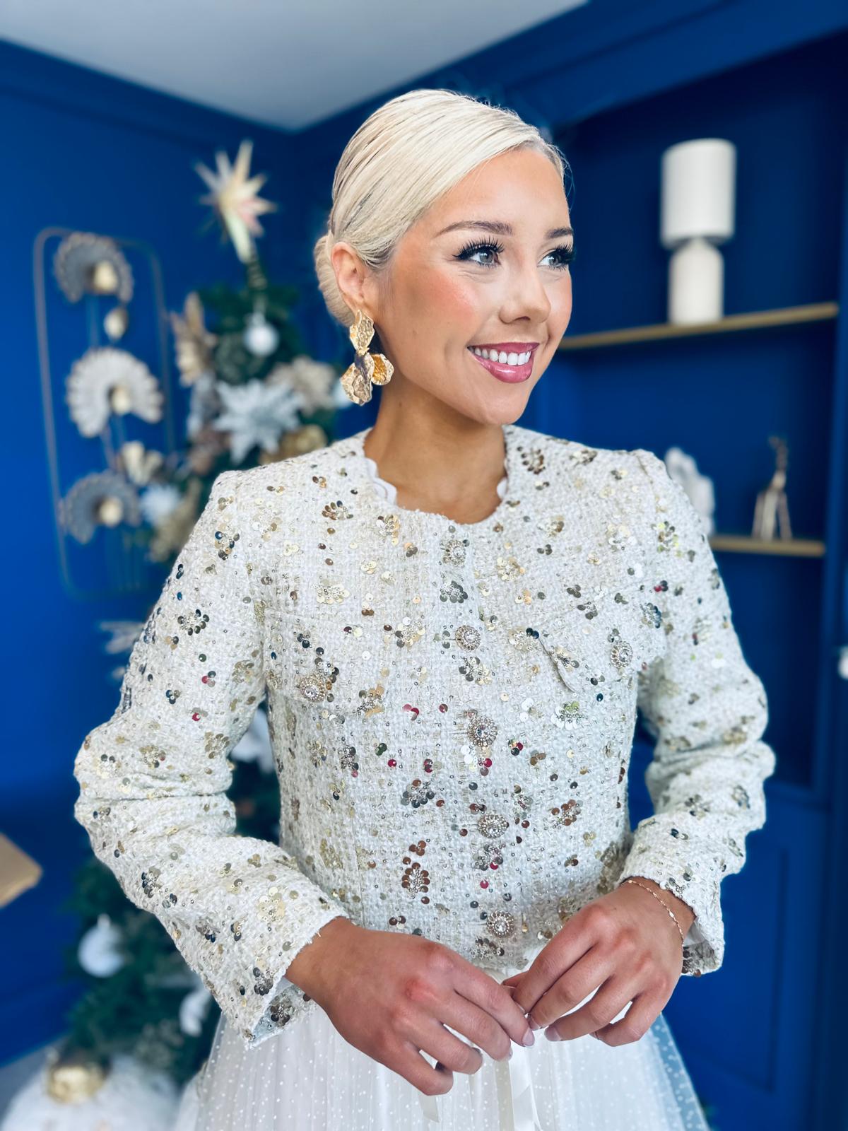 Daniella Detailed Tweed Jacket Cream