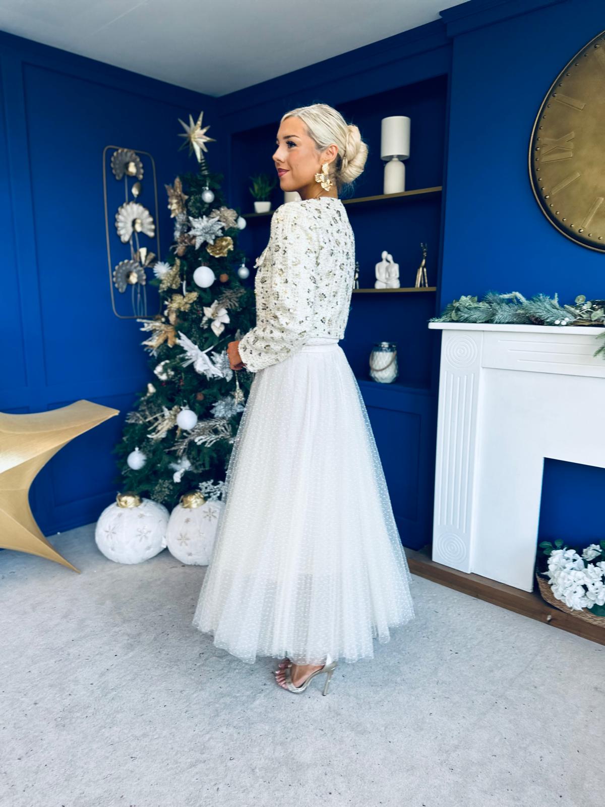 Daniella Detailed Tweed Jacket Cream