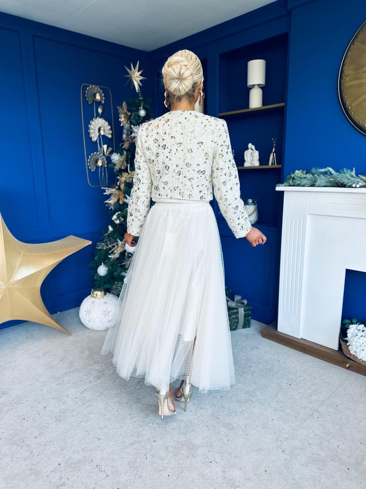 Daniella Detailed Tweed Jacket Cream