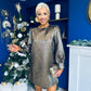Paige Metallic Mini Shift Dress Gold