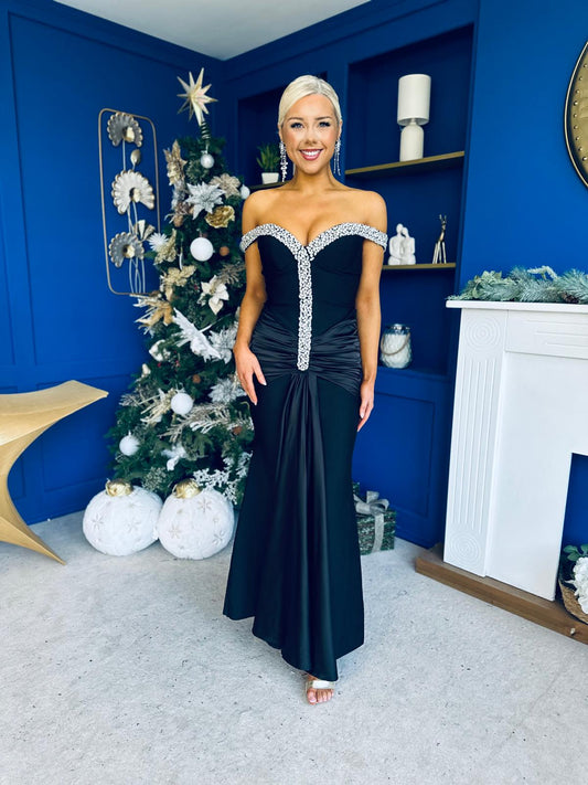 Stephanie Embellished Occasion Dress Black