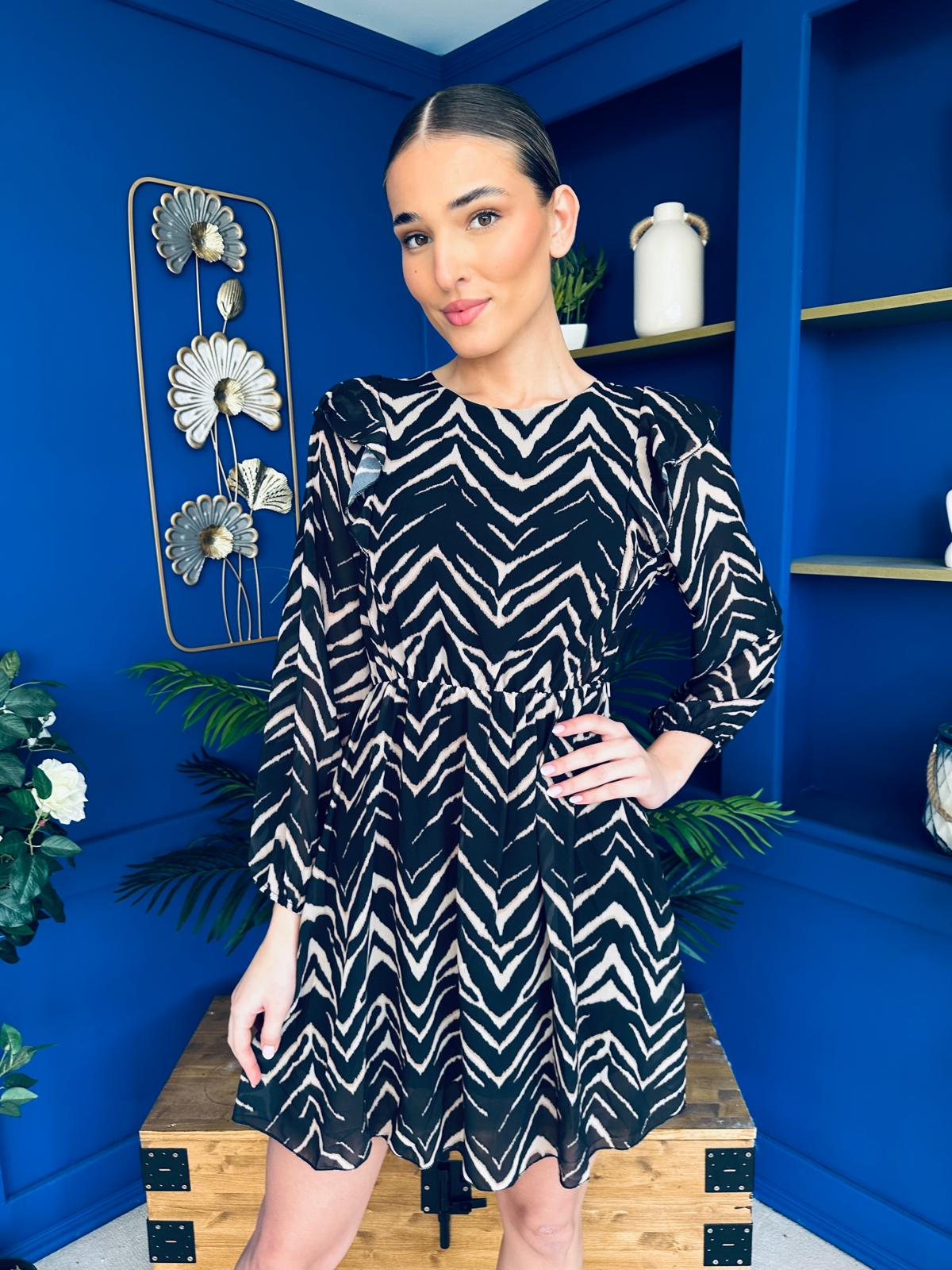 Melani Frill Detail Mini Zebra