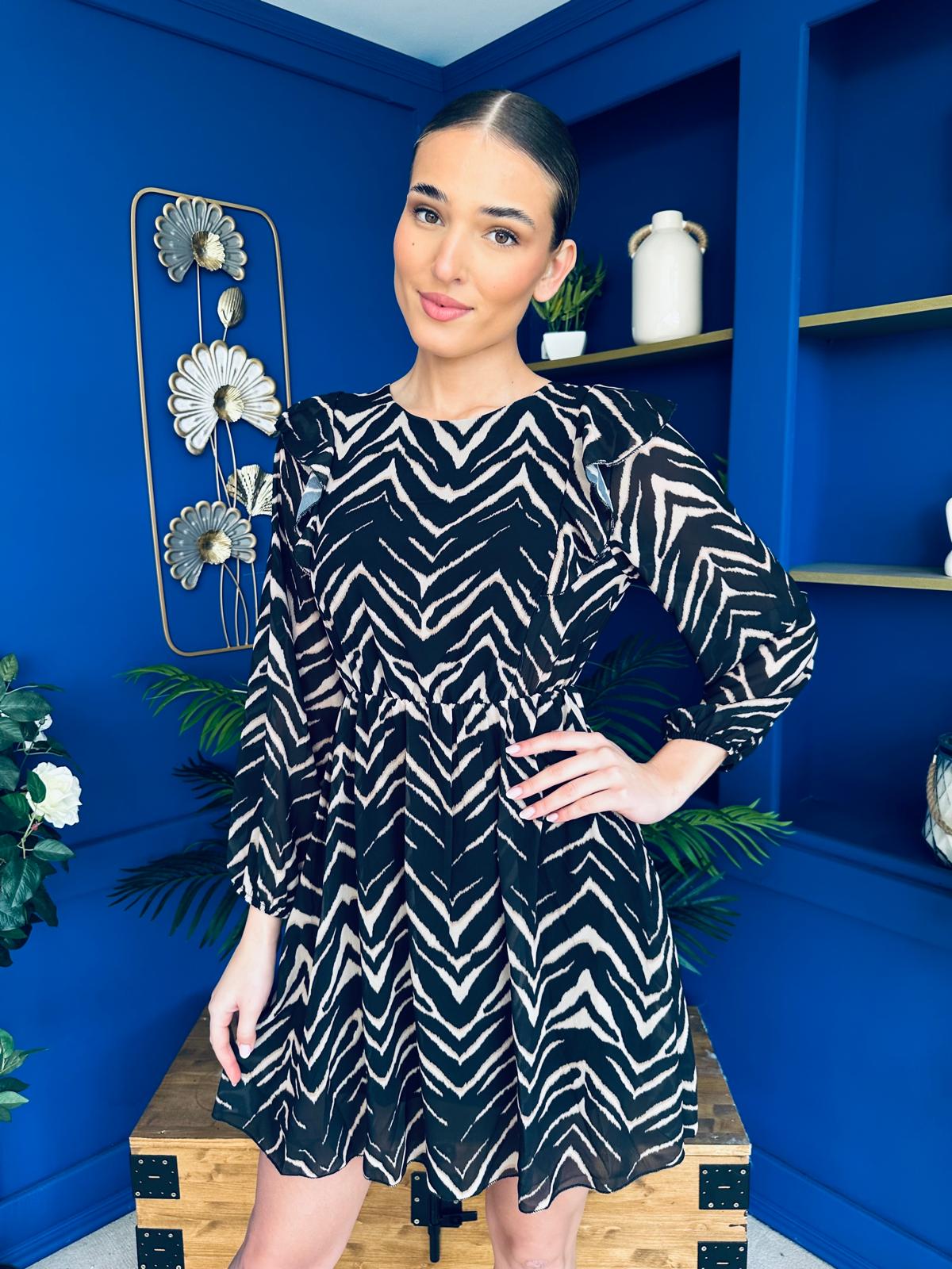 Melani Frill Detail Mini Zebra