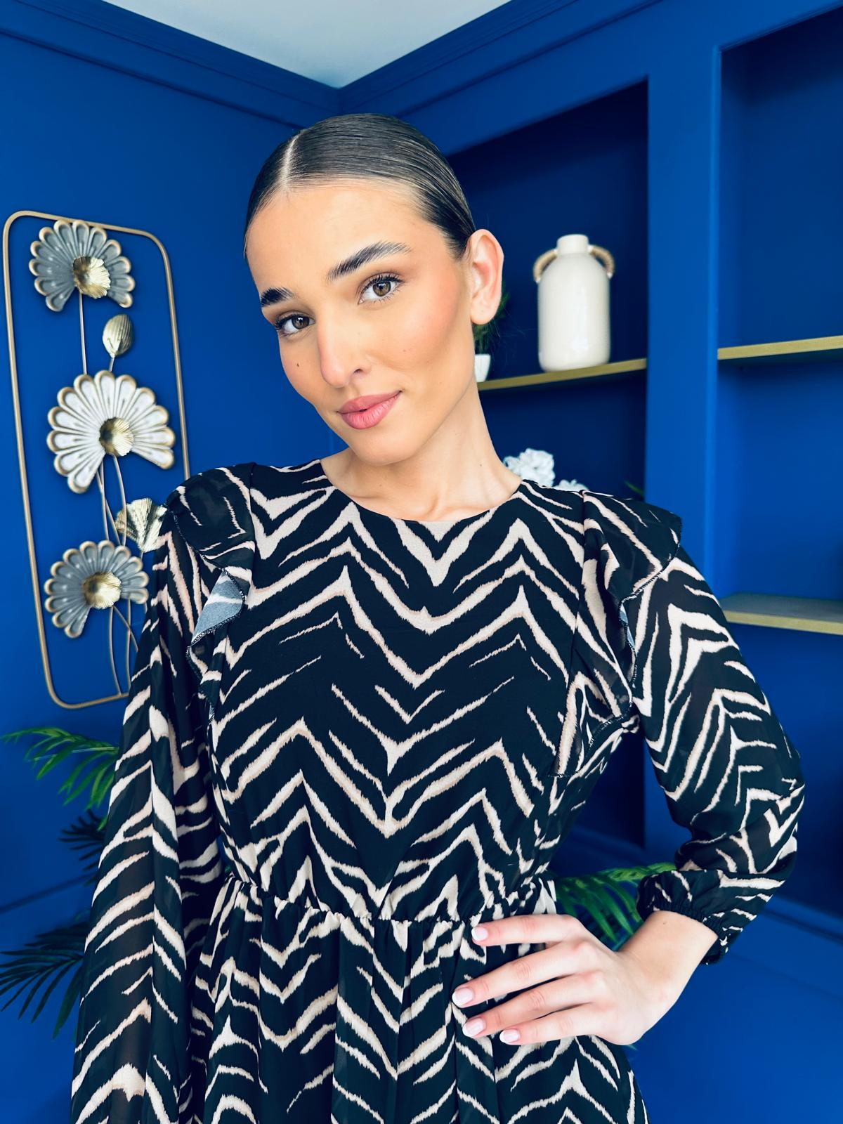 Melani Frill Detail Mini Zebra