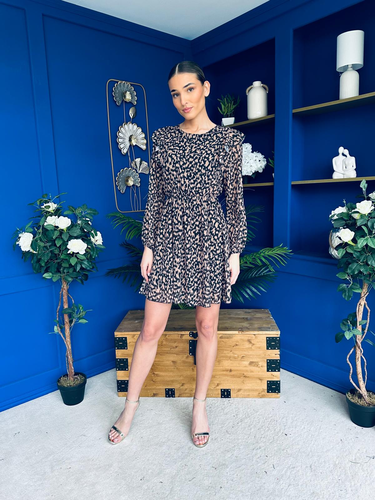 Melani Frill Detail Mini Camel Black