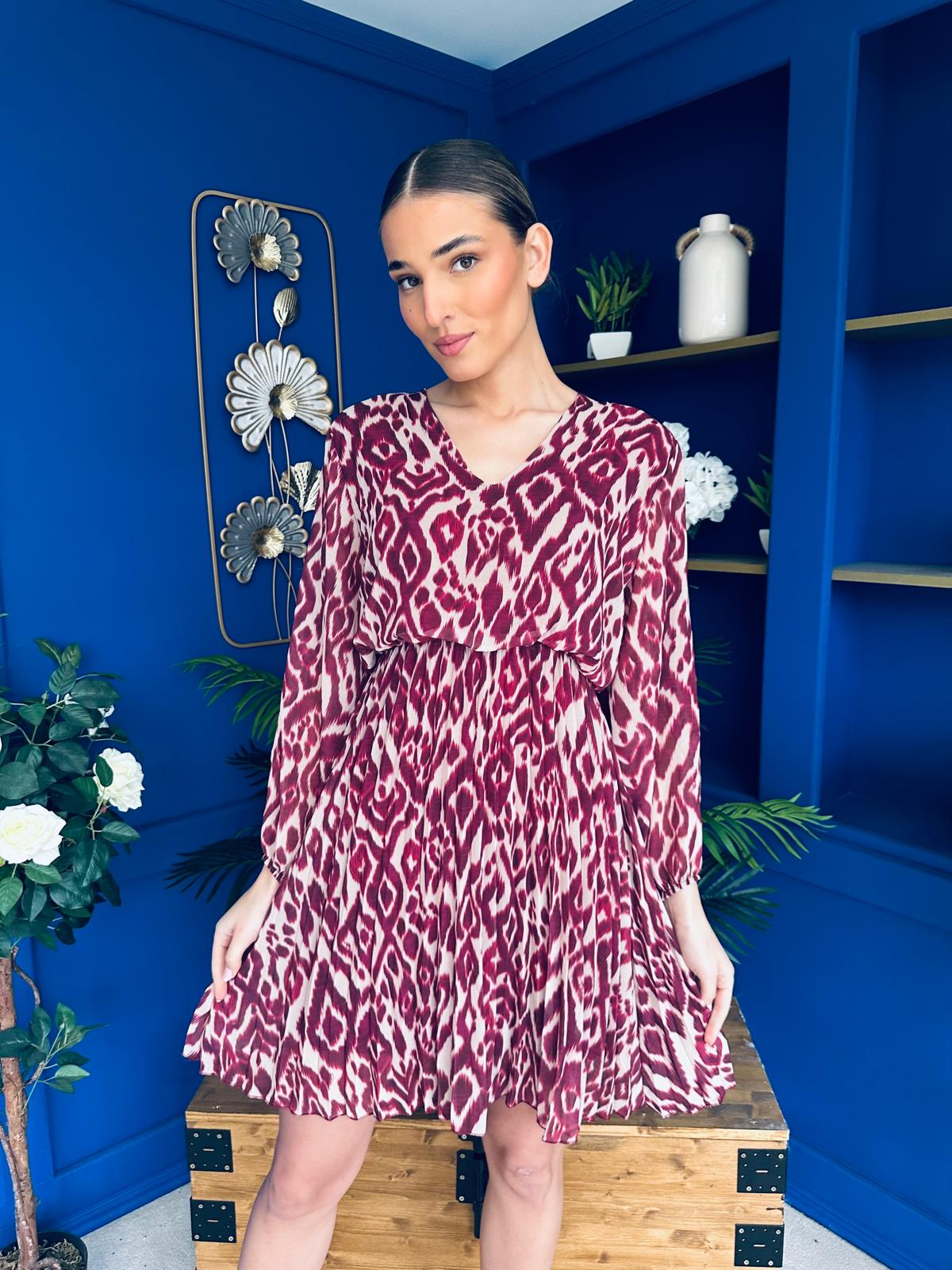 Gayle Pleated Detail Mini Maroon