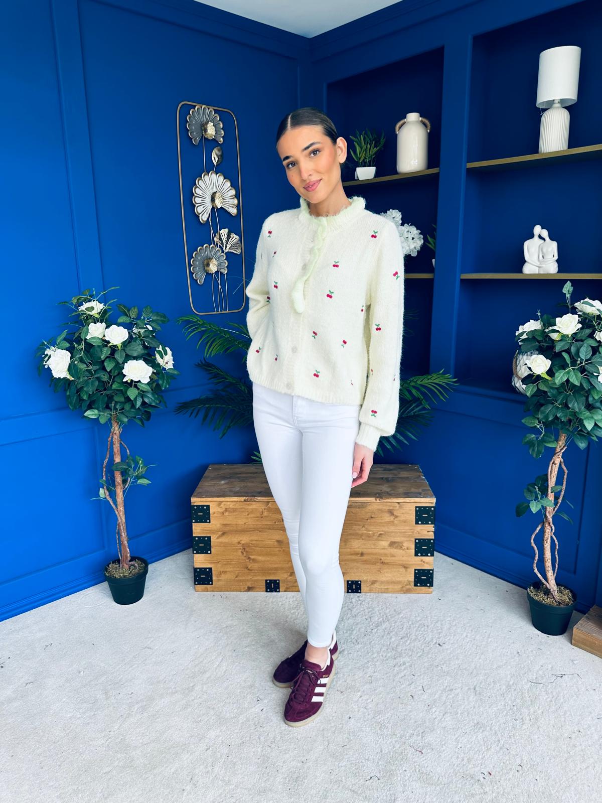 Wilma Soft Knit Cardi Cherry