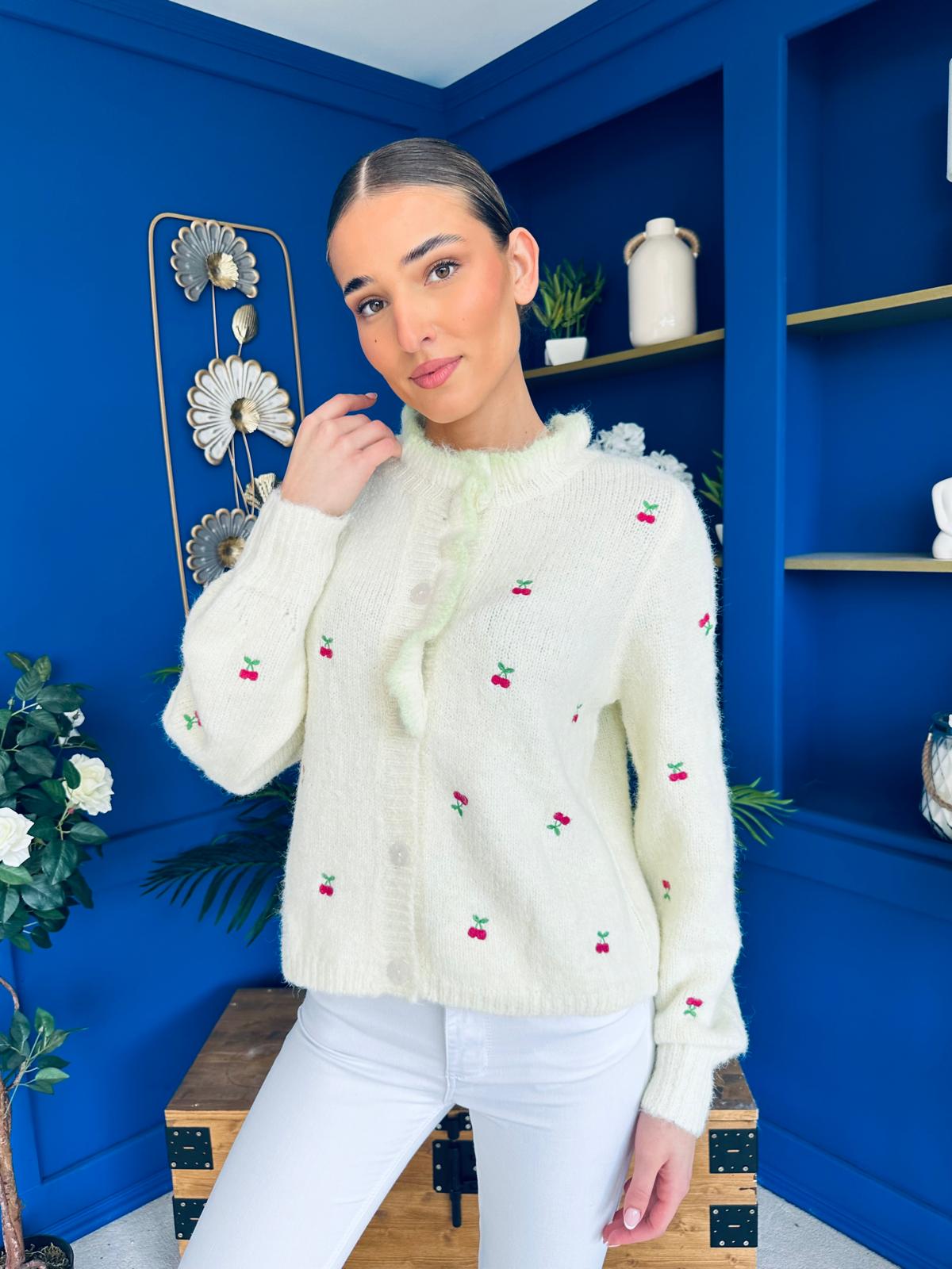 Wilma Soft Knit Cardi Cherry