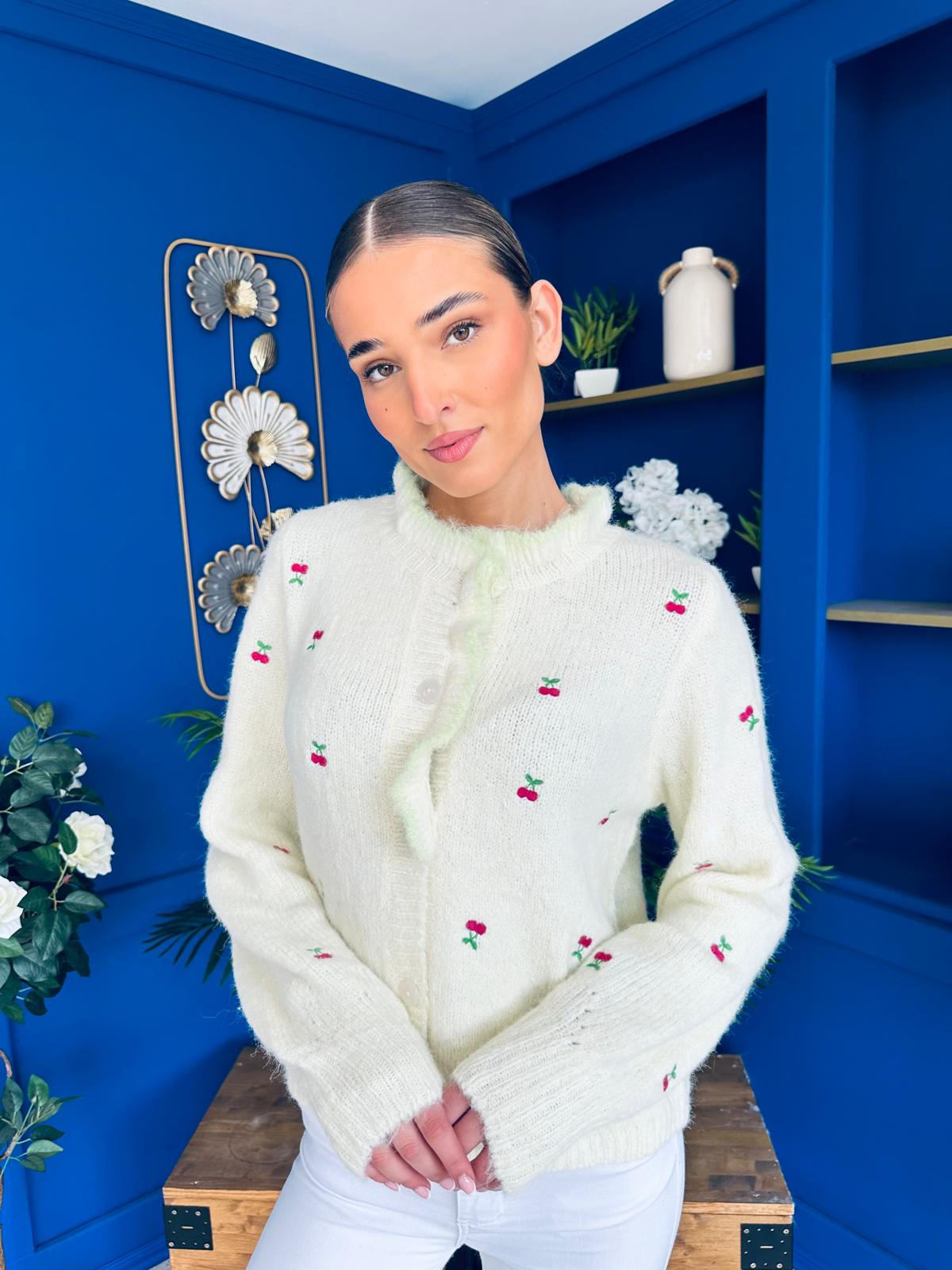 Wilma Soft Knit Cardi Cherry