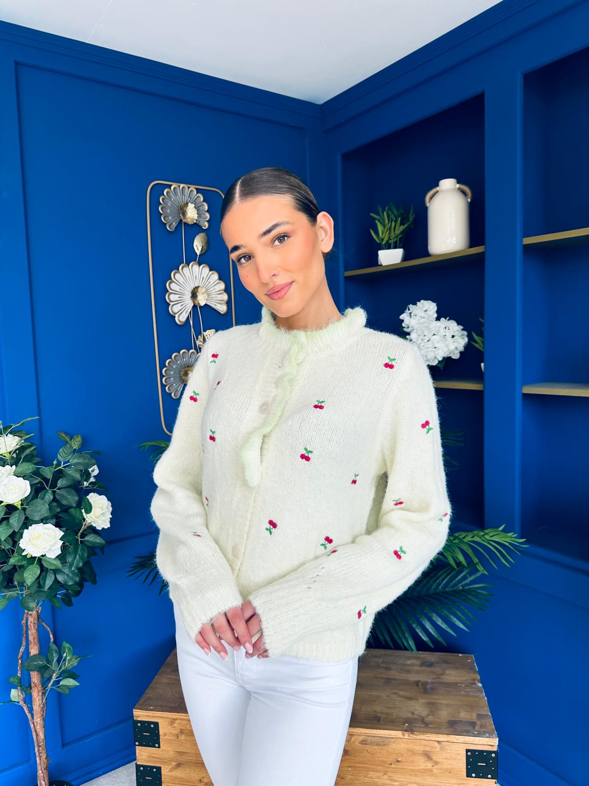 Wilma Soft Knit Cardi Cherry