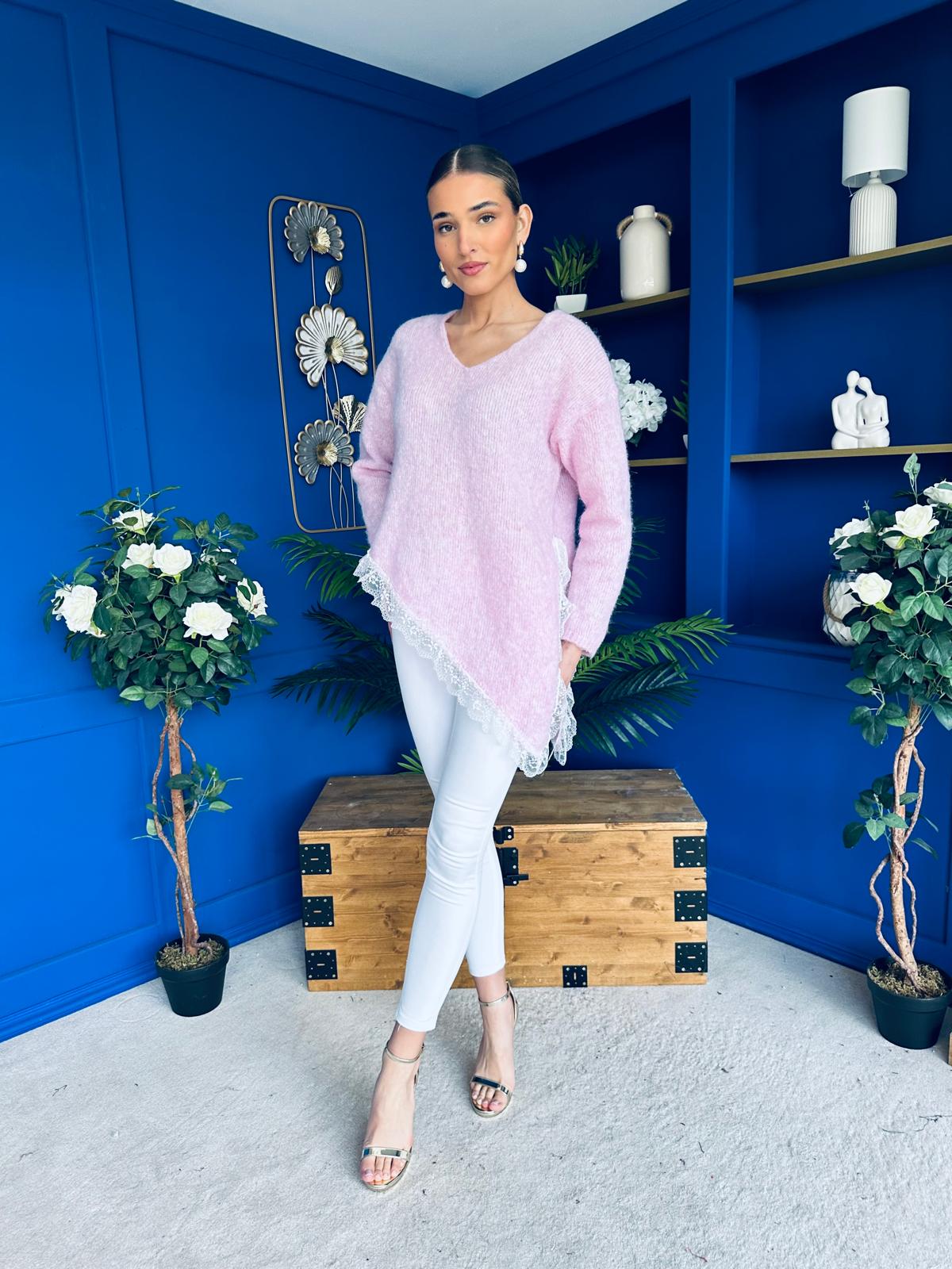 Margo Detailed Knit Jumper Pink