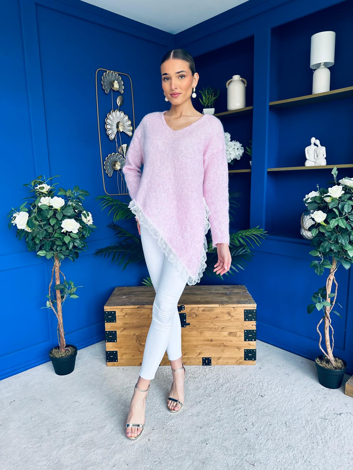 Margo Detailed Knit Jumper Pink