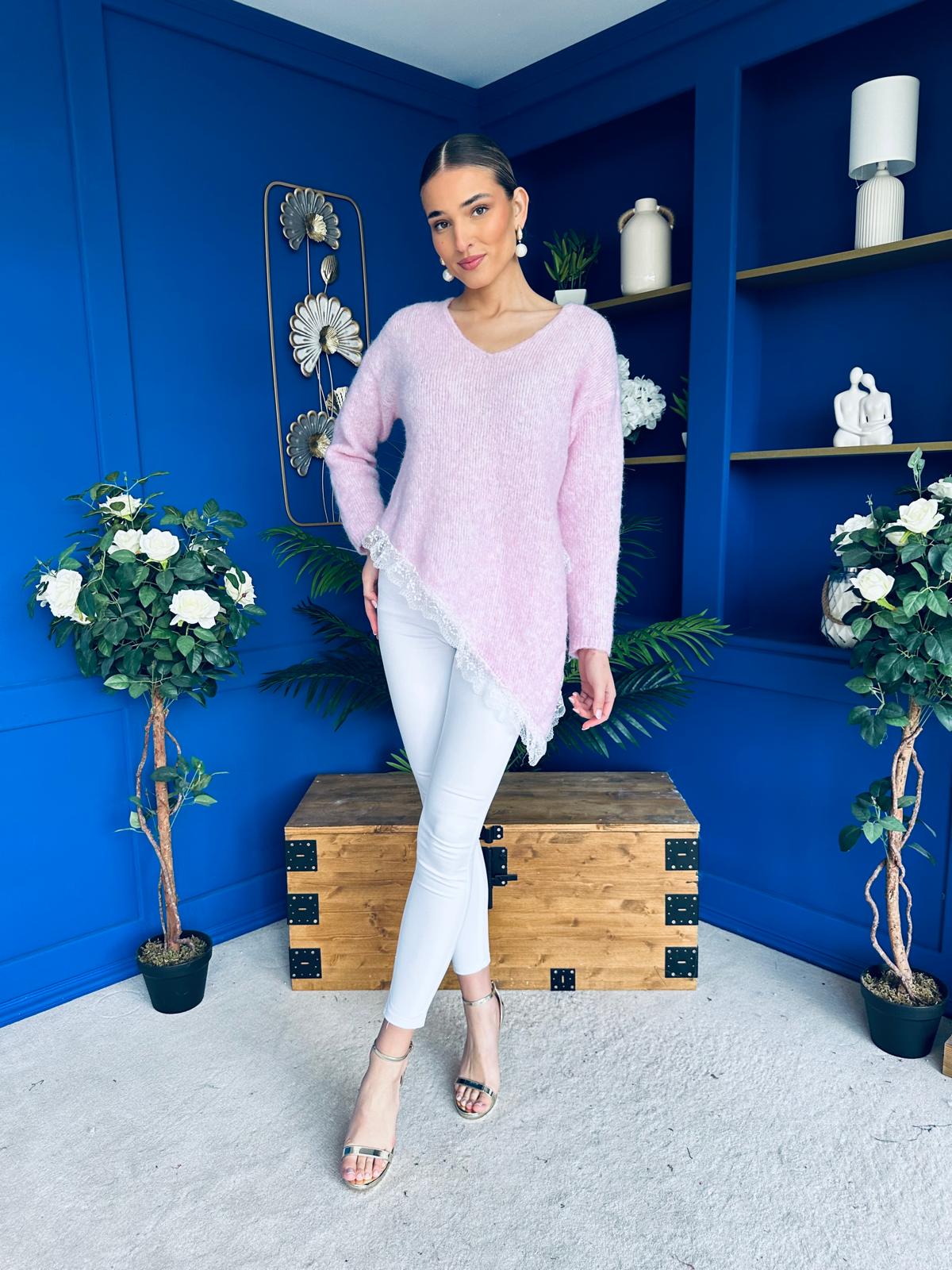 Margo Detailed Knit Jumper Pink