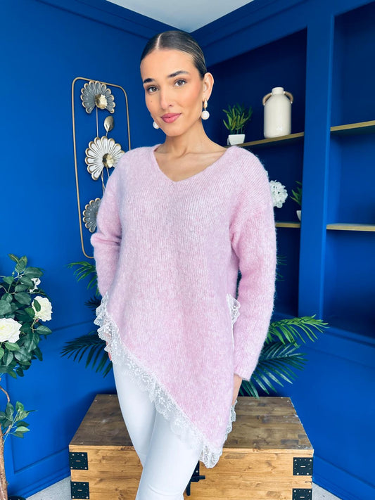 Margo Detailed Knit Jumper Pink