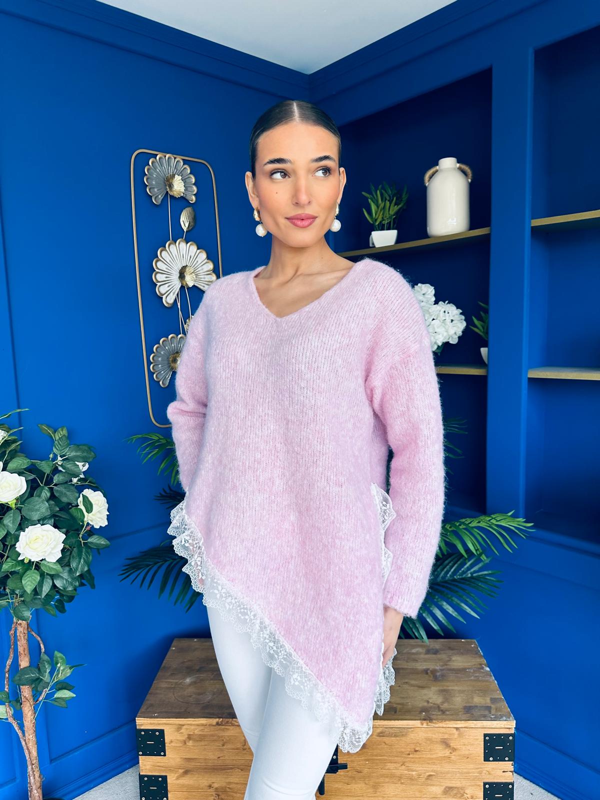 Margo Detailed Knit Jumper Pink