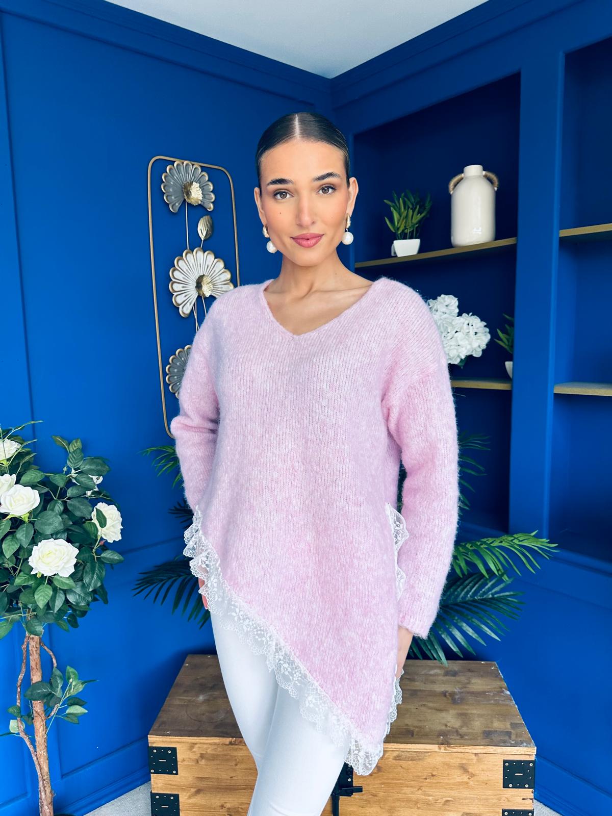 Margo Detailed Knit Jumper Pink