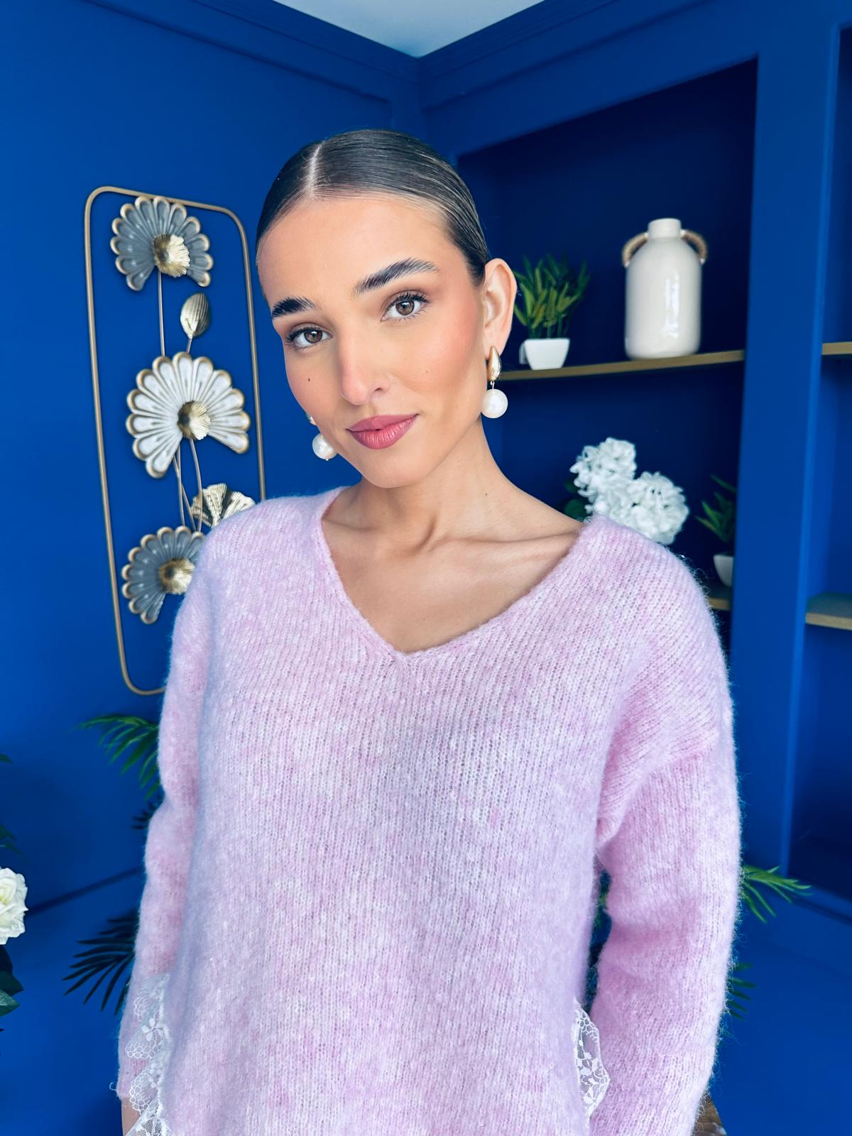 Margo Detailed Knit Jumper Pink