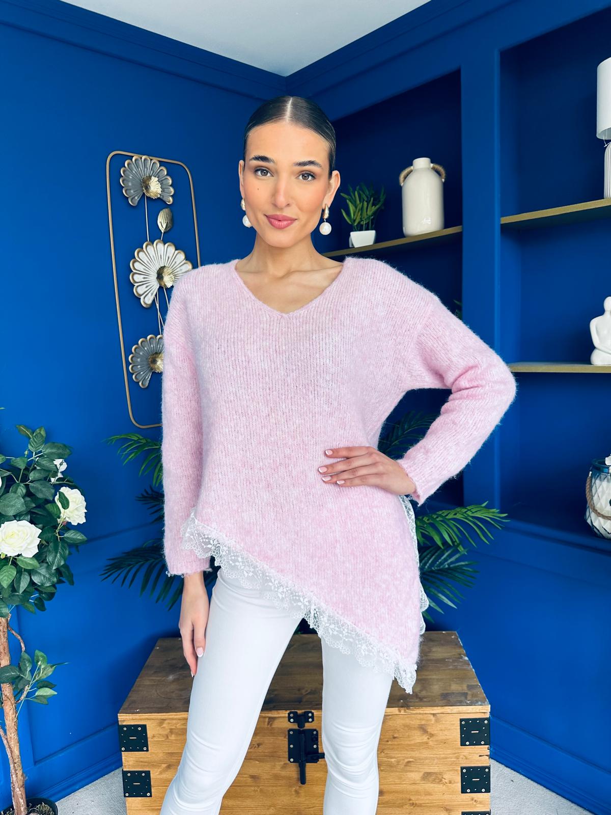 Margo Detailed Knit Jumper Pink