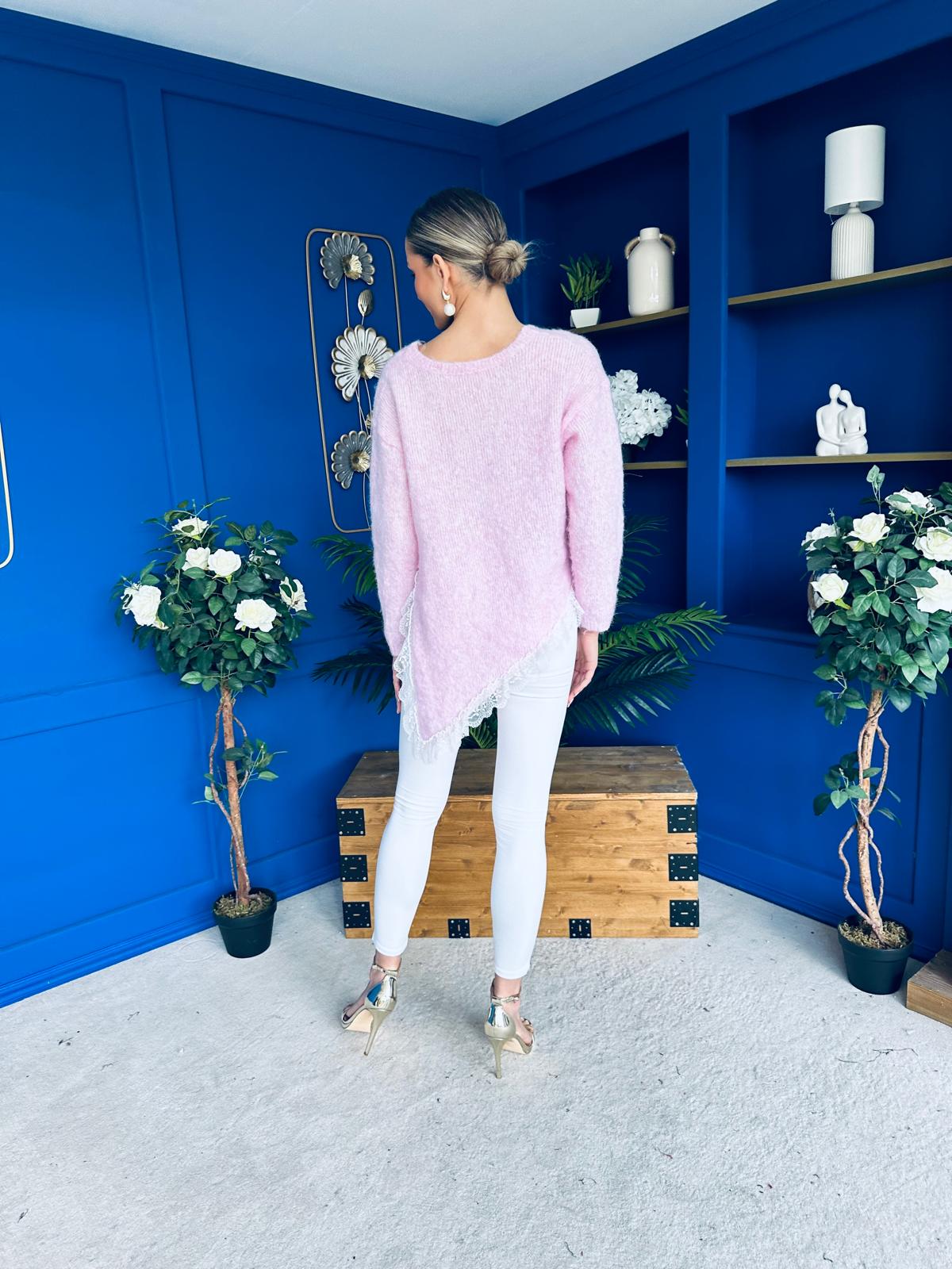 Margo Detailed Knit Jumper Pink