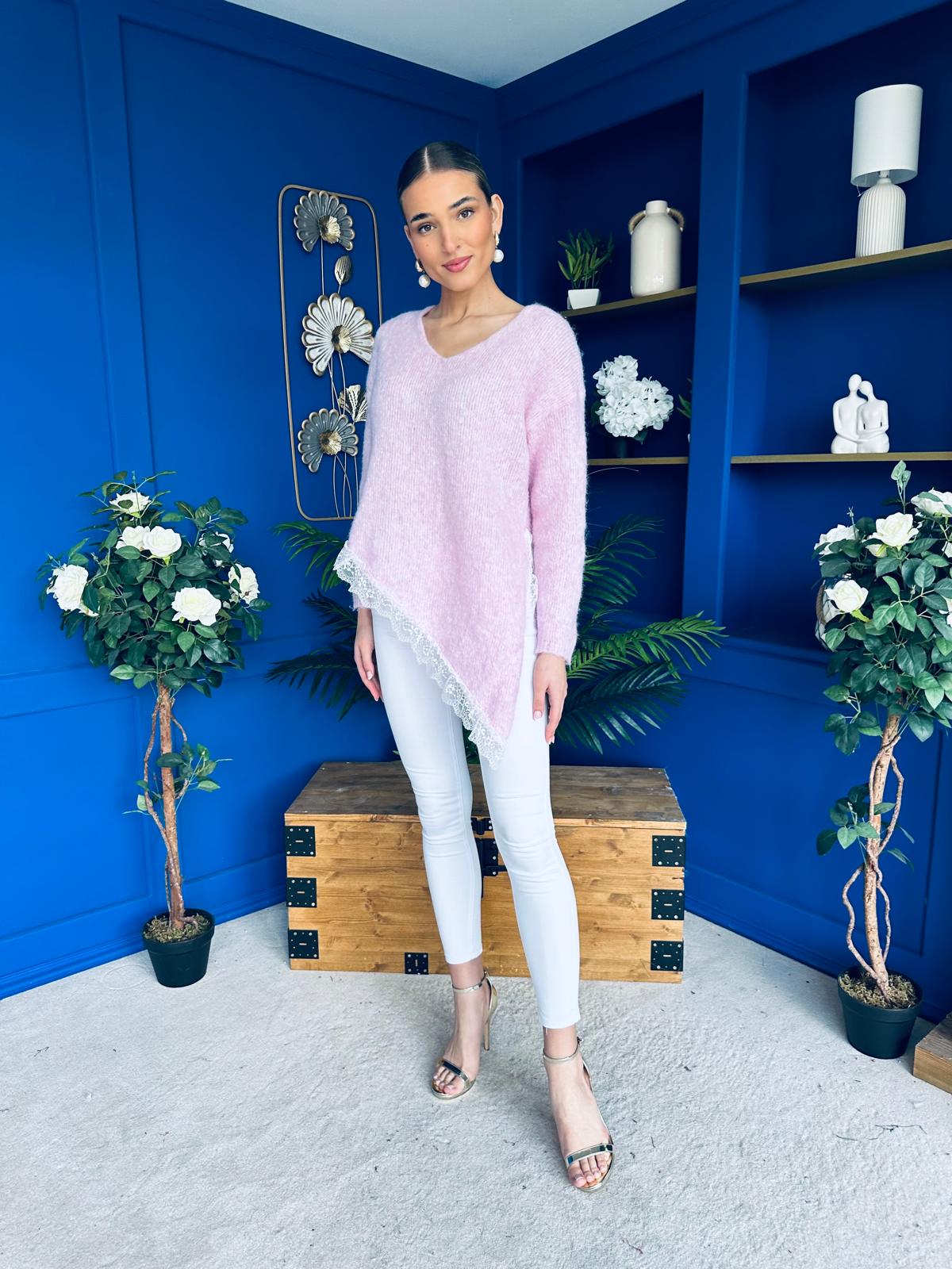 Margo Detailed Knit Jumper Pink