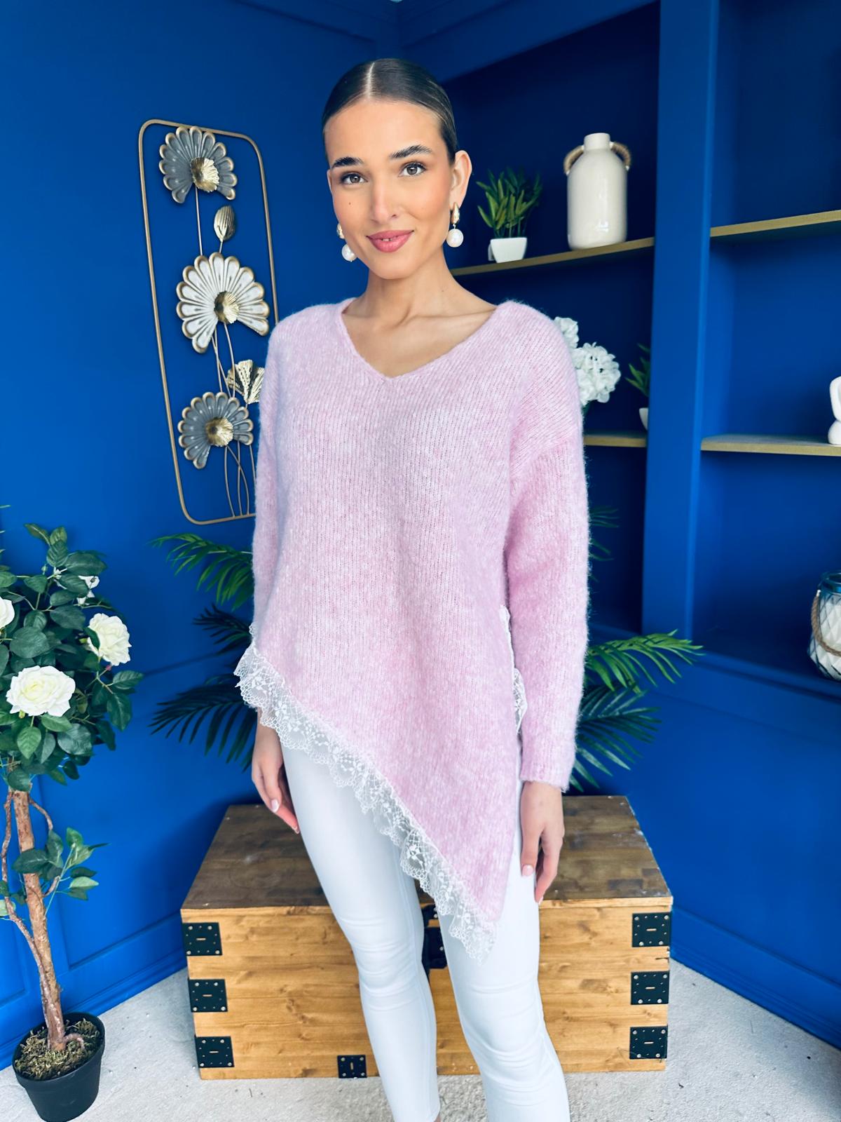 Margo Detailed Knit Jumper Pink