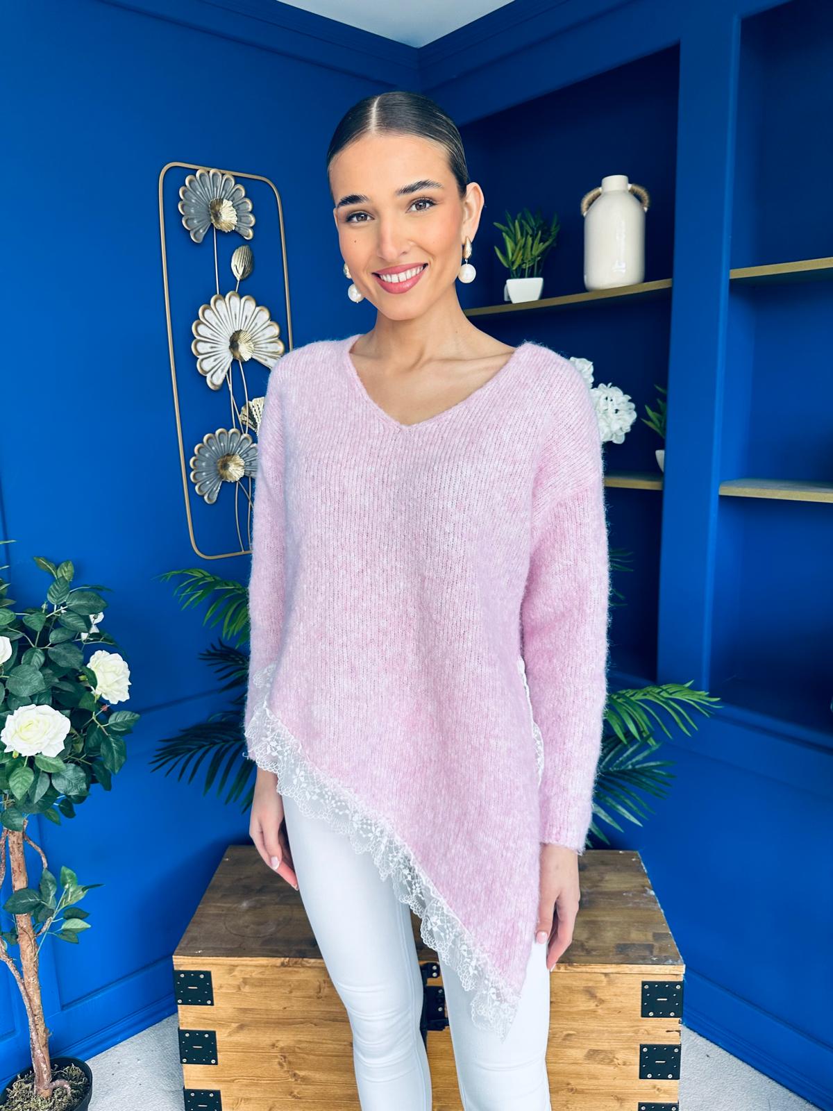 Margo Detailed Knit Jumper Pink