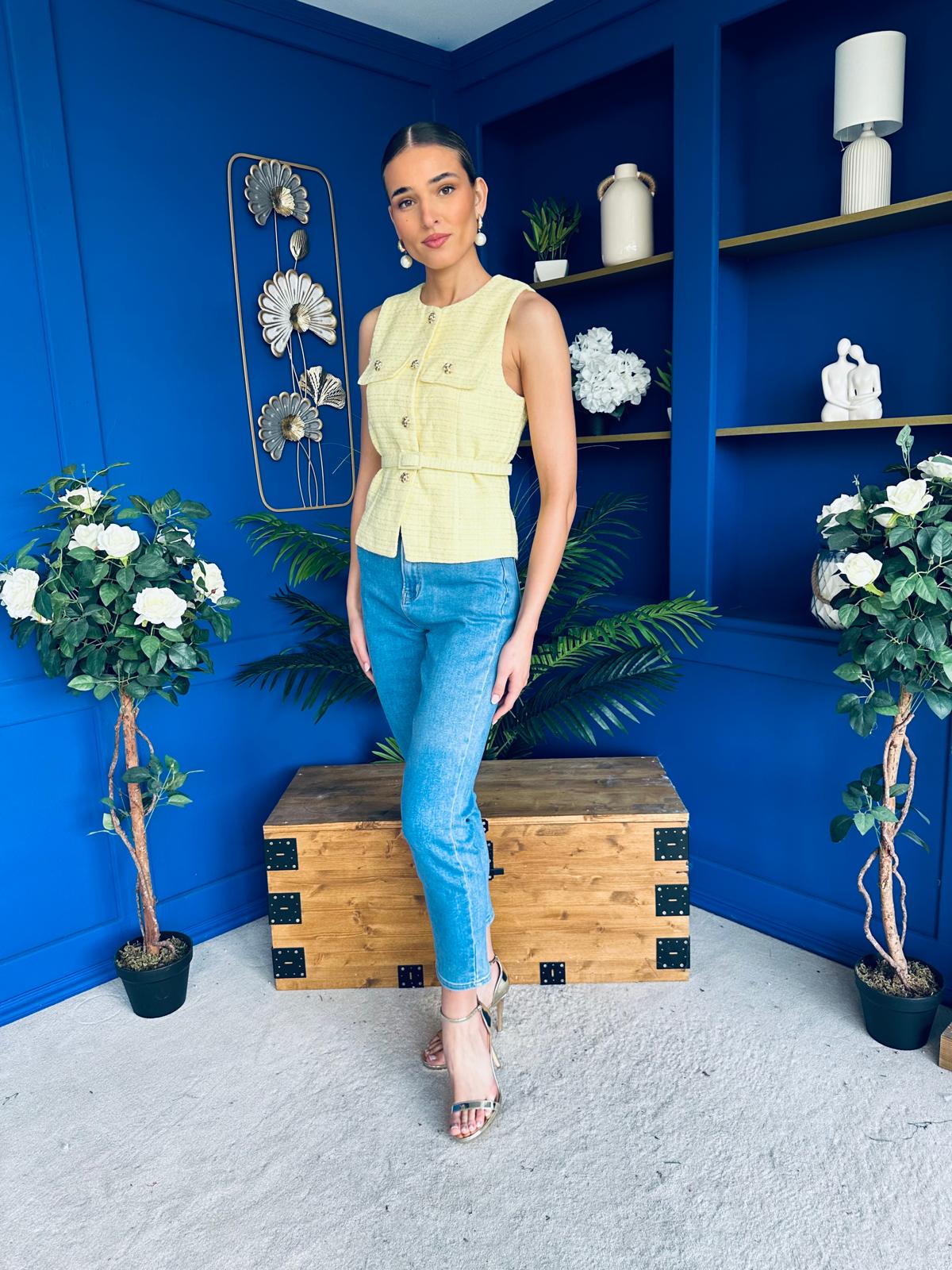 Martha Detailed Waistcoat Buttercup Yellow