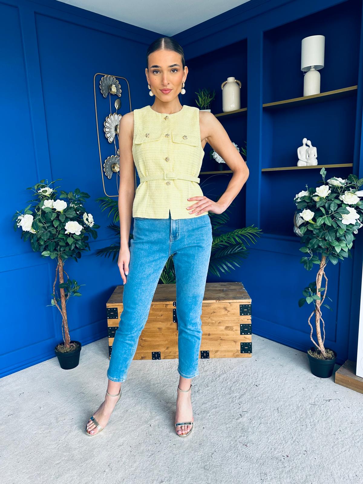 Martha Detailed Waistcoat Buttercup Yellow