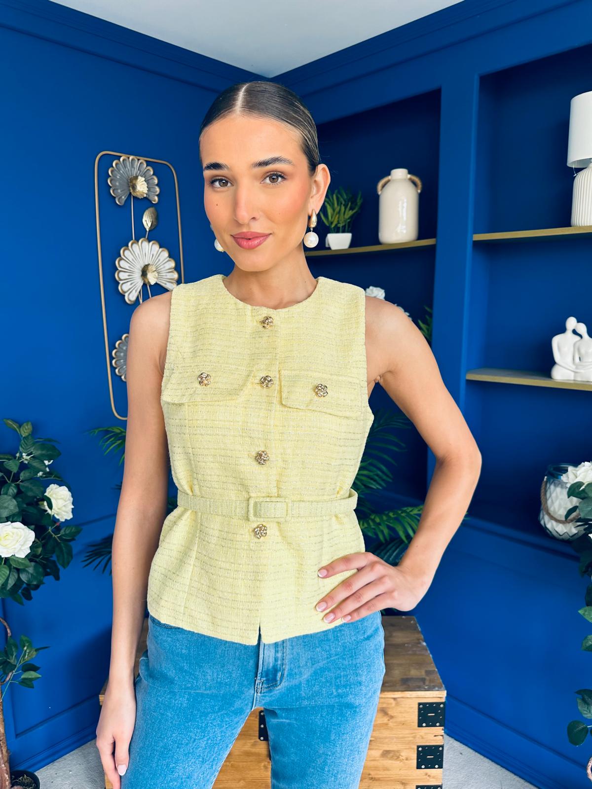 Martha Detailed Waistcoat Buttercup Yellow