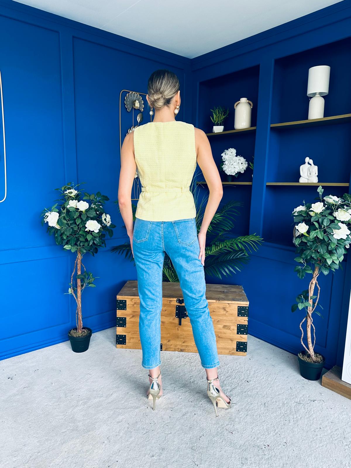 Martha Detailed Waistcoat Buttercup Yellow