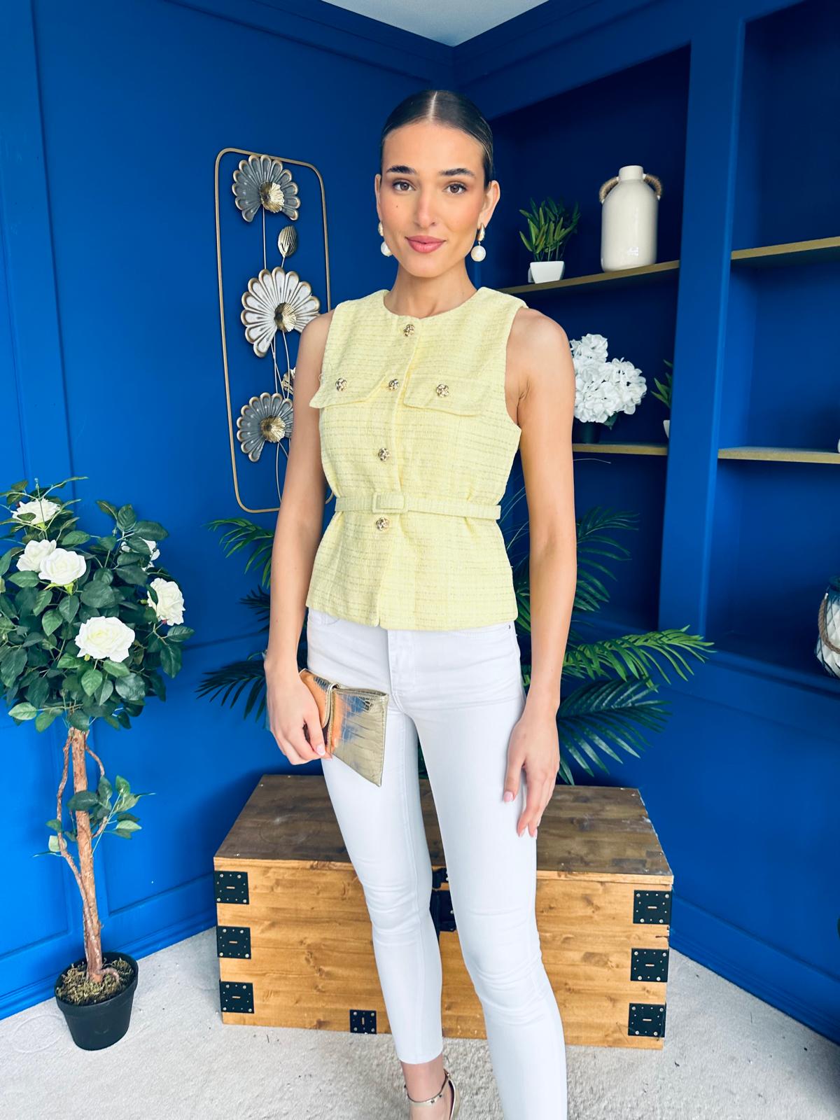 Martha Detailed Waistcoat Buttercup Yellow