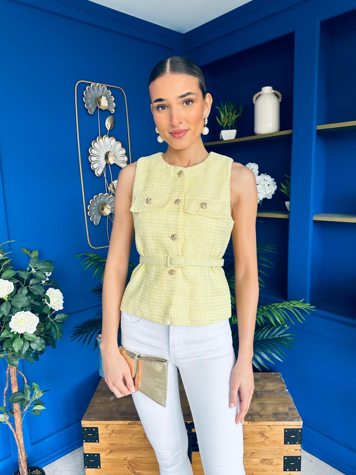 Martha Detailed Waistcoat Buttercup Yellow