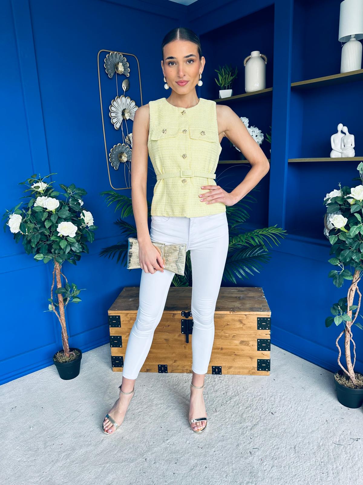 Martha Detailed Waistcoat Buttercup Yellow