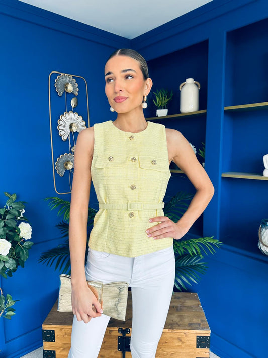 Martha Detailed Waistcoat Buttercup Yellow