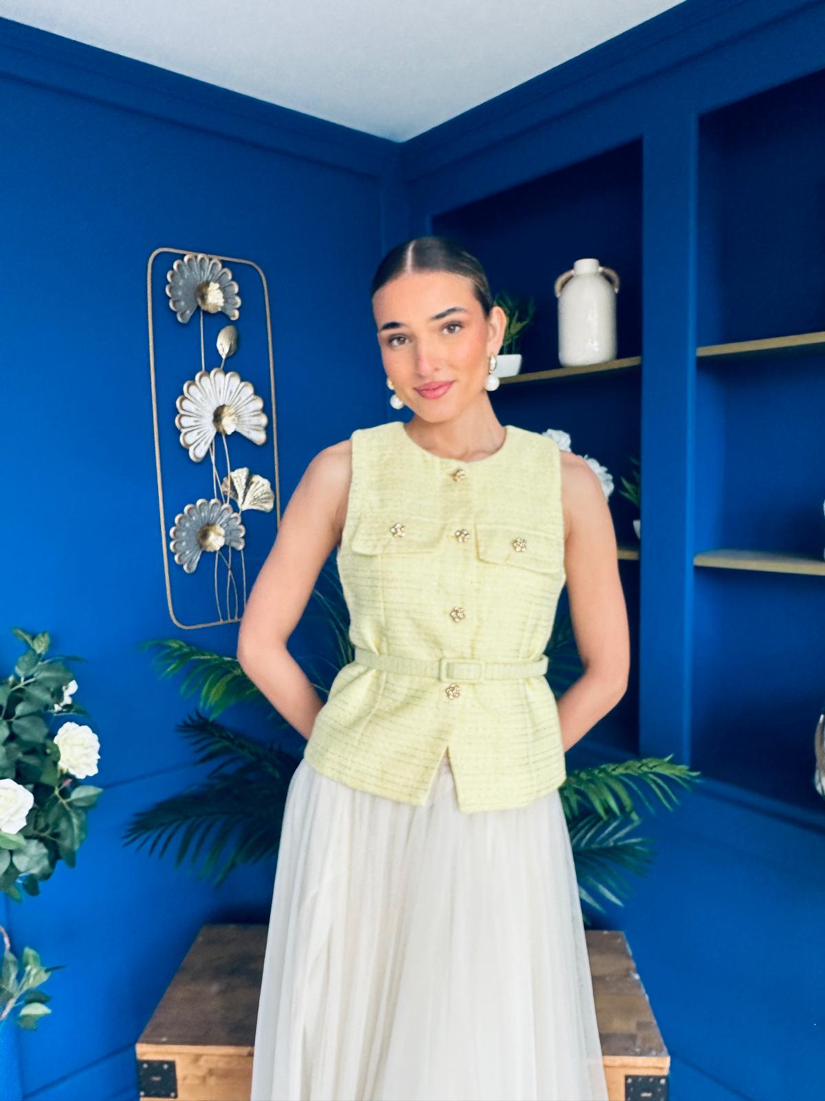 Martha Detailed Waistcoat Buttercup Yellow